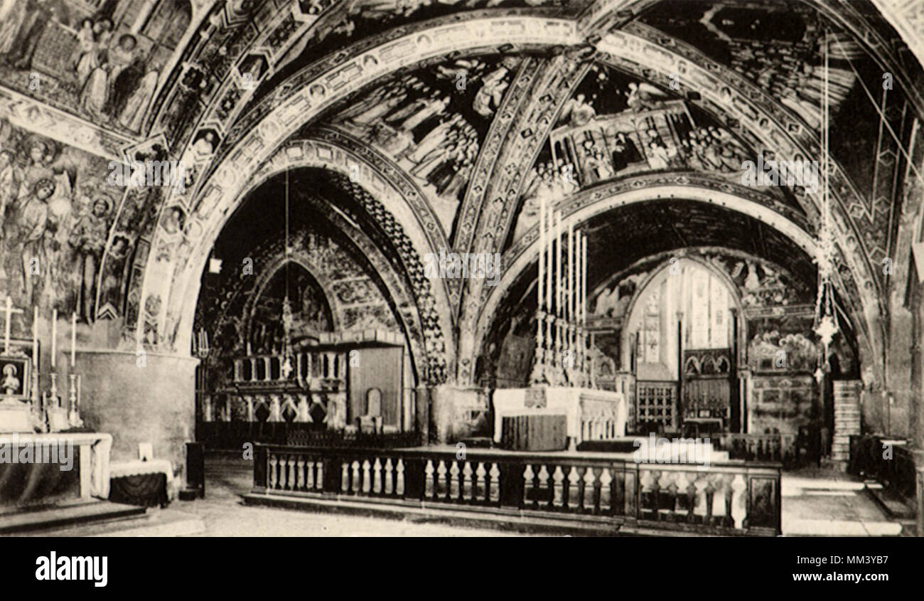 Interno della chiesa di San Francesco. Assisi. 1930 Foto Stock