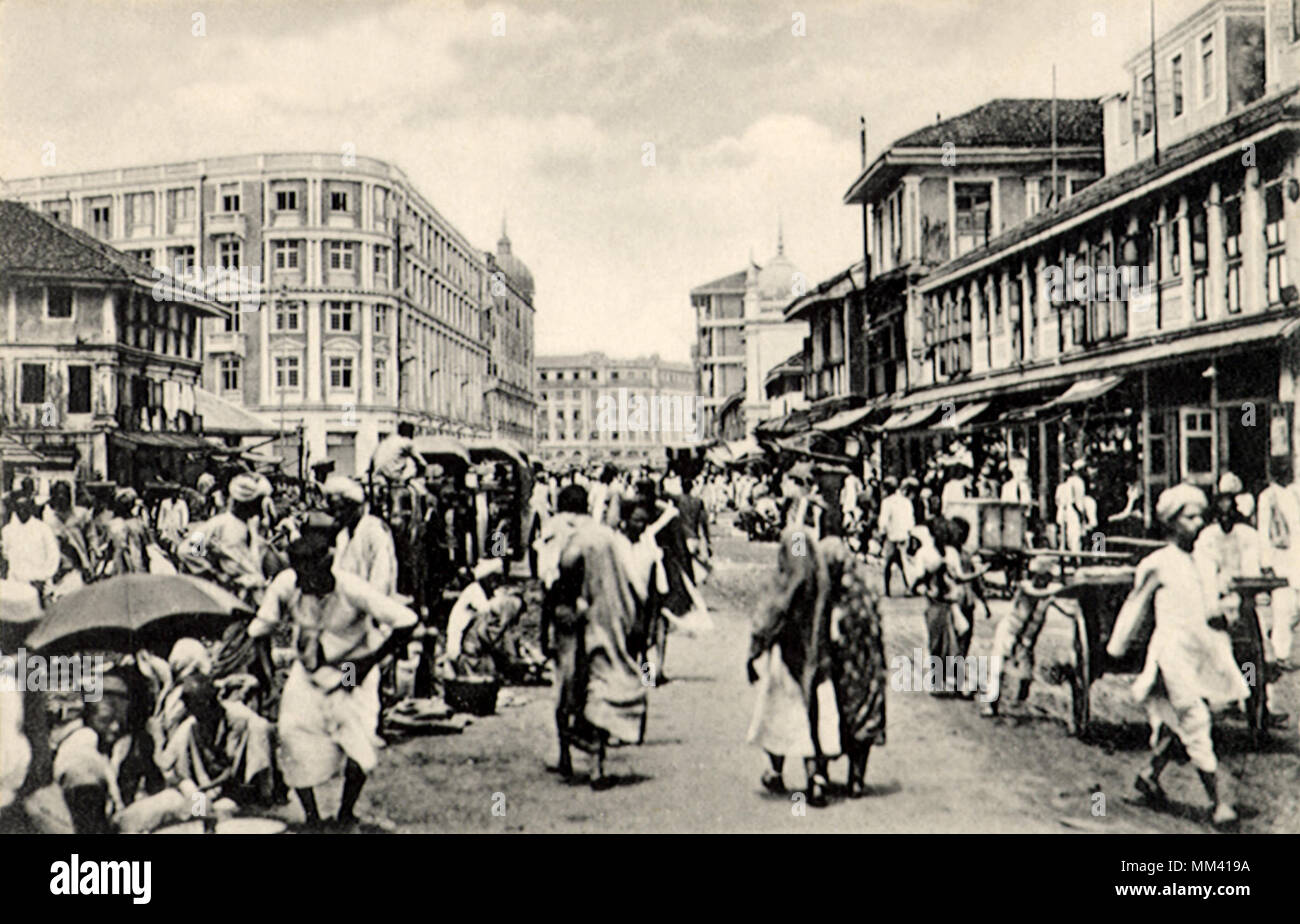 Null nativo Bazaar Street. Bombay. 1910 Foto Stock