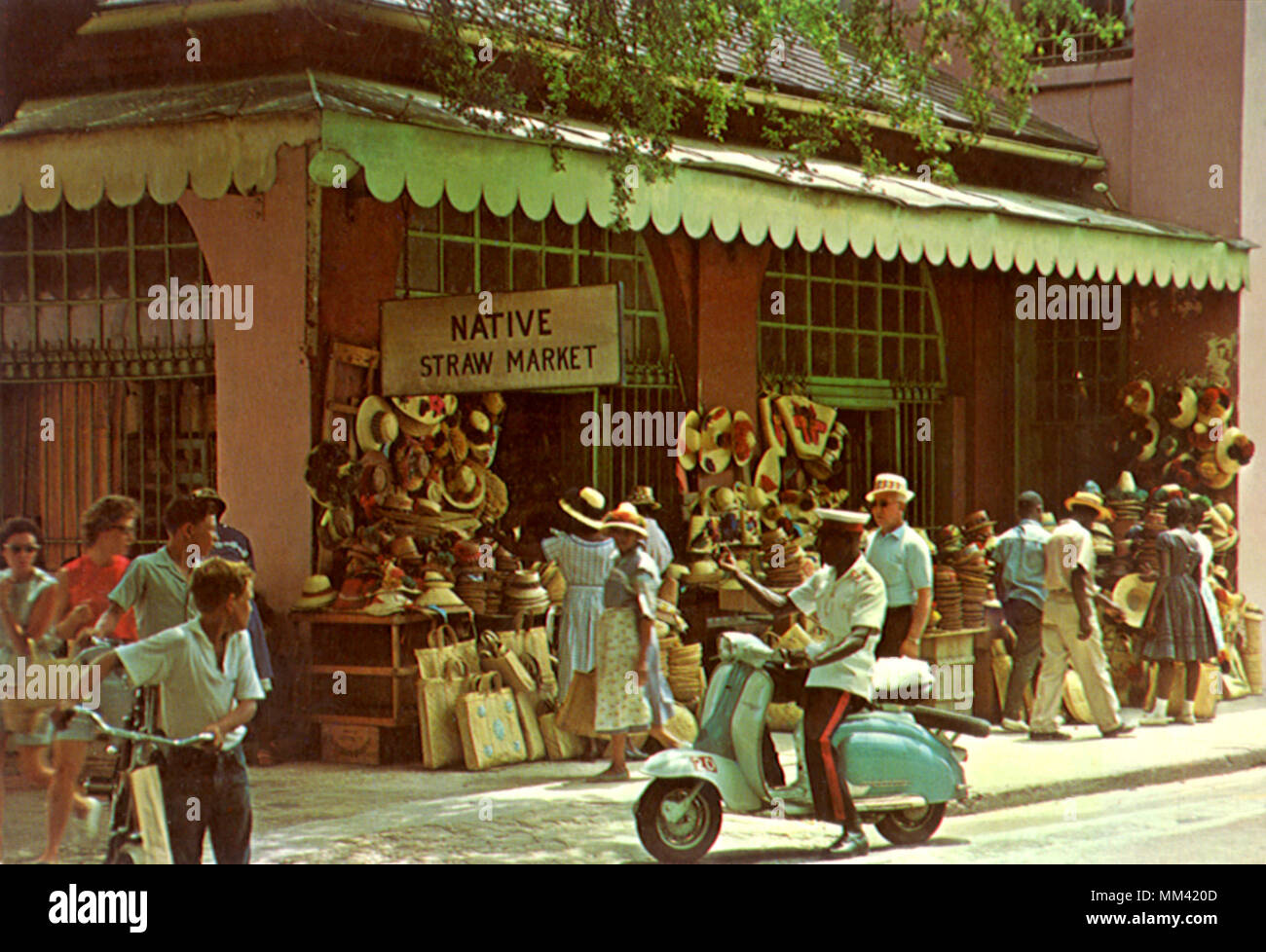 Nativo di mercato della paglia. Nassau. 1960 Foto Stock