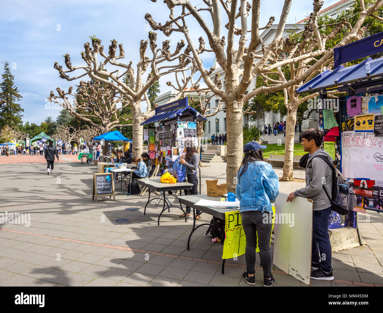 Gli studenti che offrono servizi extra su UC Berkeley University campus, Berkeley, CA, Stati Uniti d'America. Foto Stock
