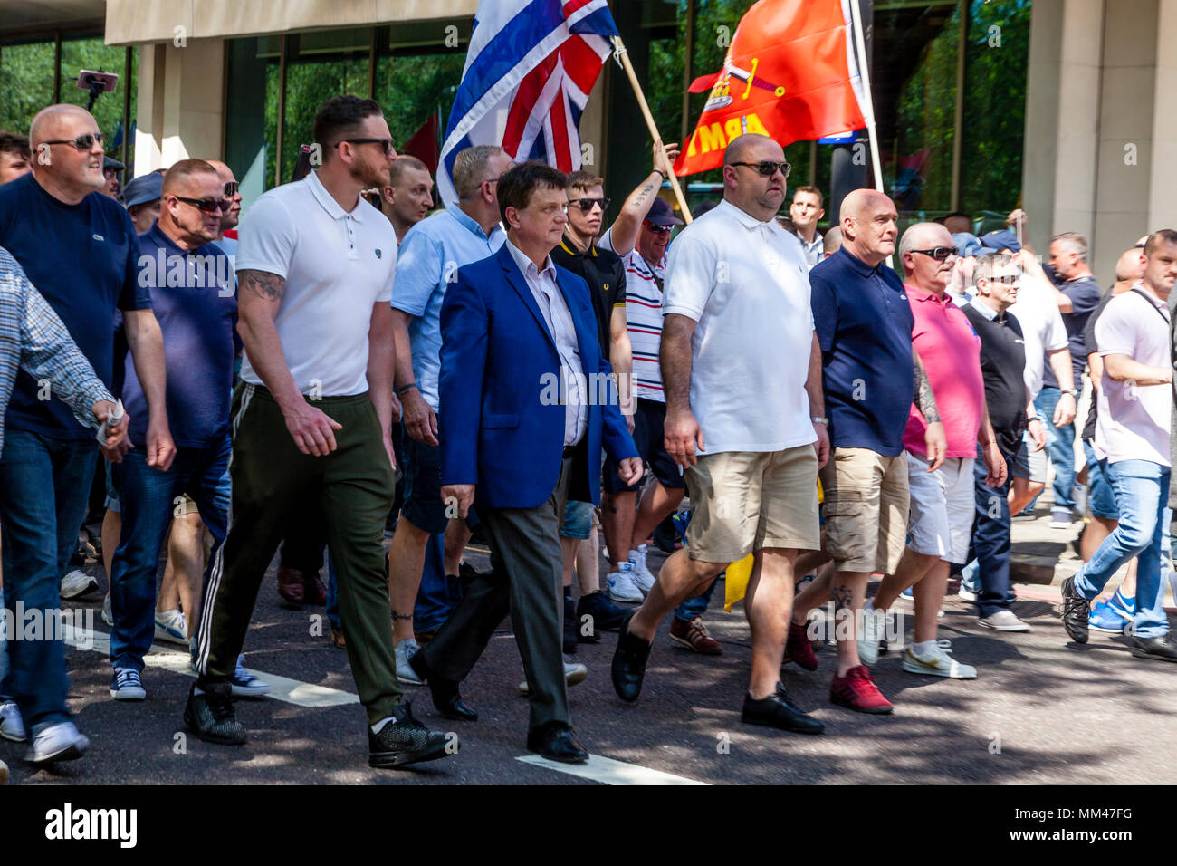 Nuovo leader UKIP Gerard Batten prende parte a marzo da Hyde Park a Whitehall per assistere ad una libertà di parola rally, London, Regno Unito Foto Stock