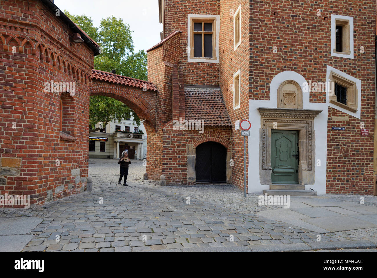 Ostrow Tumski (Cattedrale Isola) Distretto di sera. Wroclaw, Polonia Foto Stock