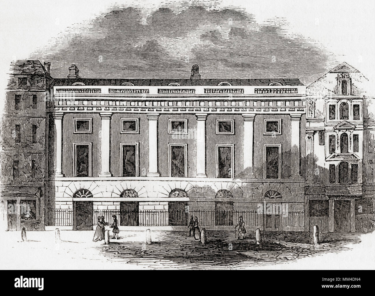 La East India House, Londra, Inghilterra, 1726, il Leadenhall Street frontage come ricostruita da Theodore Jacobsen nel 1726-9. Da Vecchia Inghilterra: un museo pittorico, pubblicato nel 1847. Foto Stock
