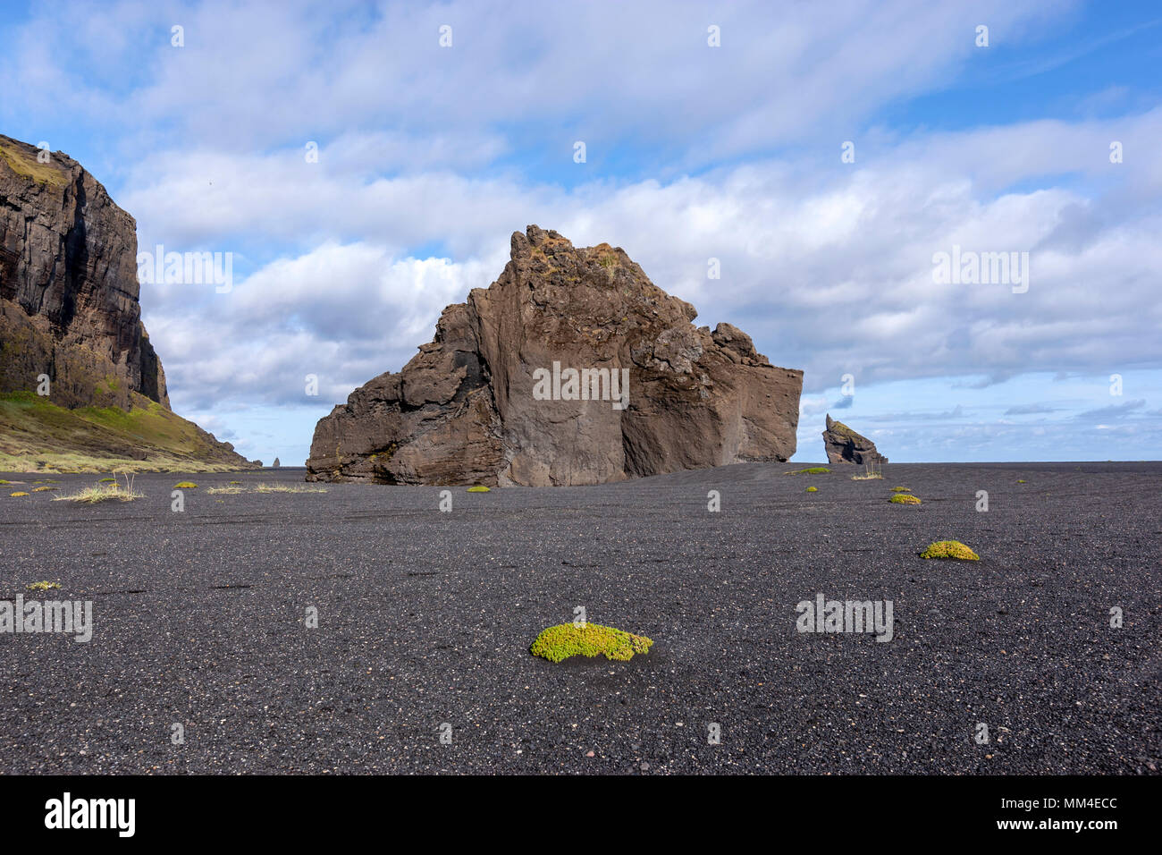 Spiaggia di sabbia nera Mýrdalssandur, Islanda Foto Stock