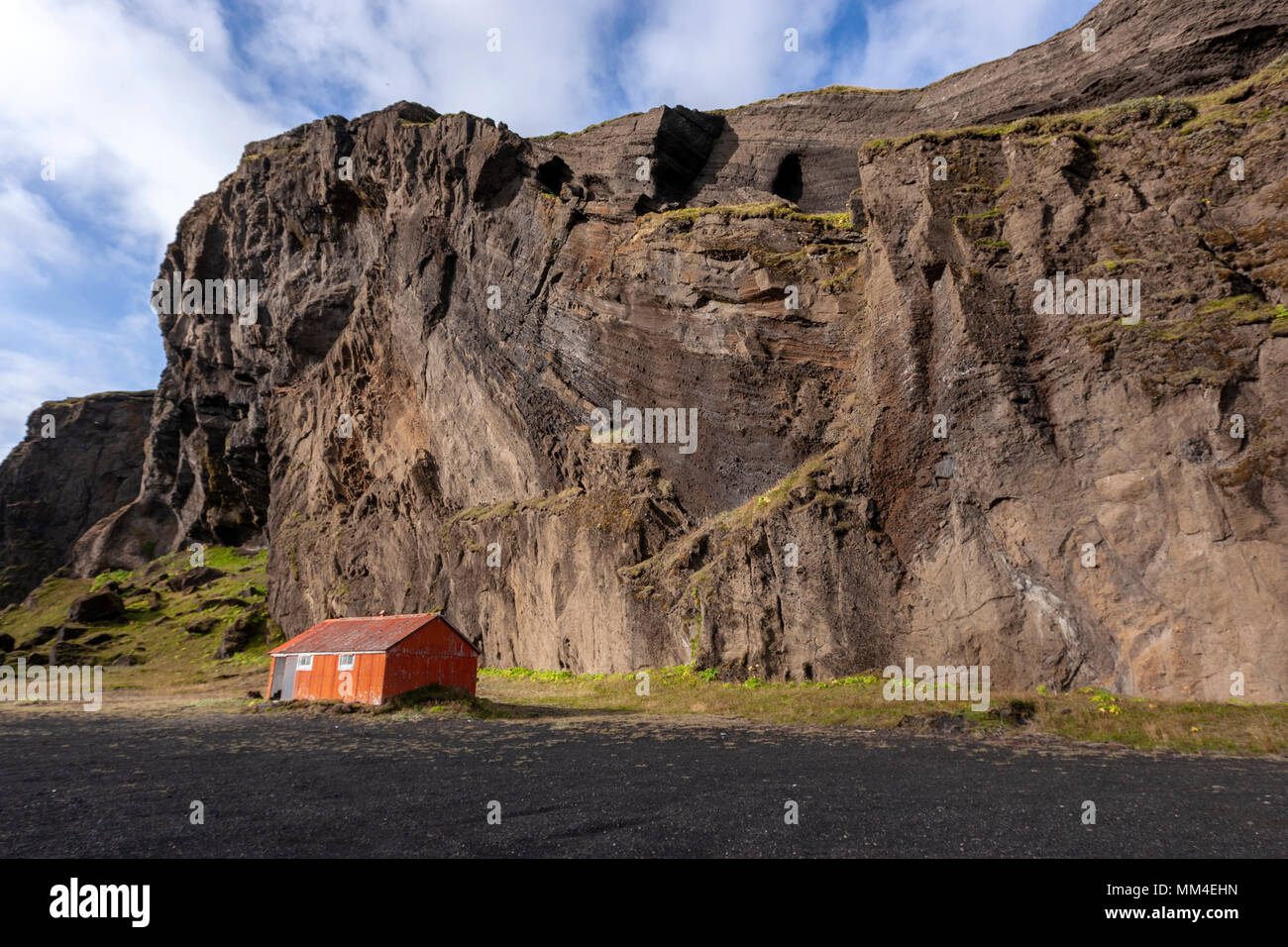 Il rifugio nel Mýrdalssandur, Islanda Foto Stock