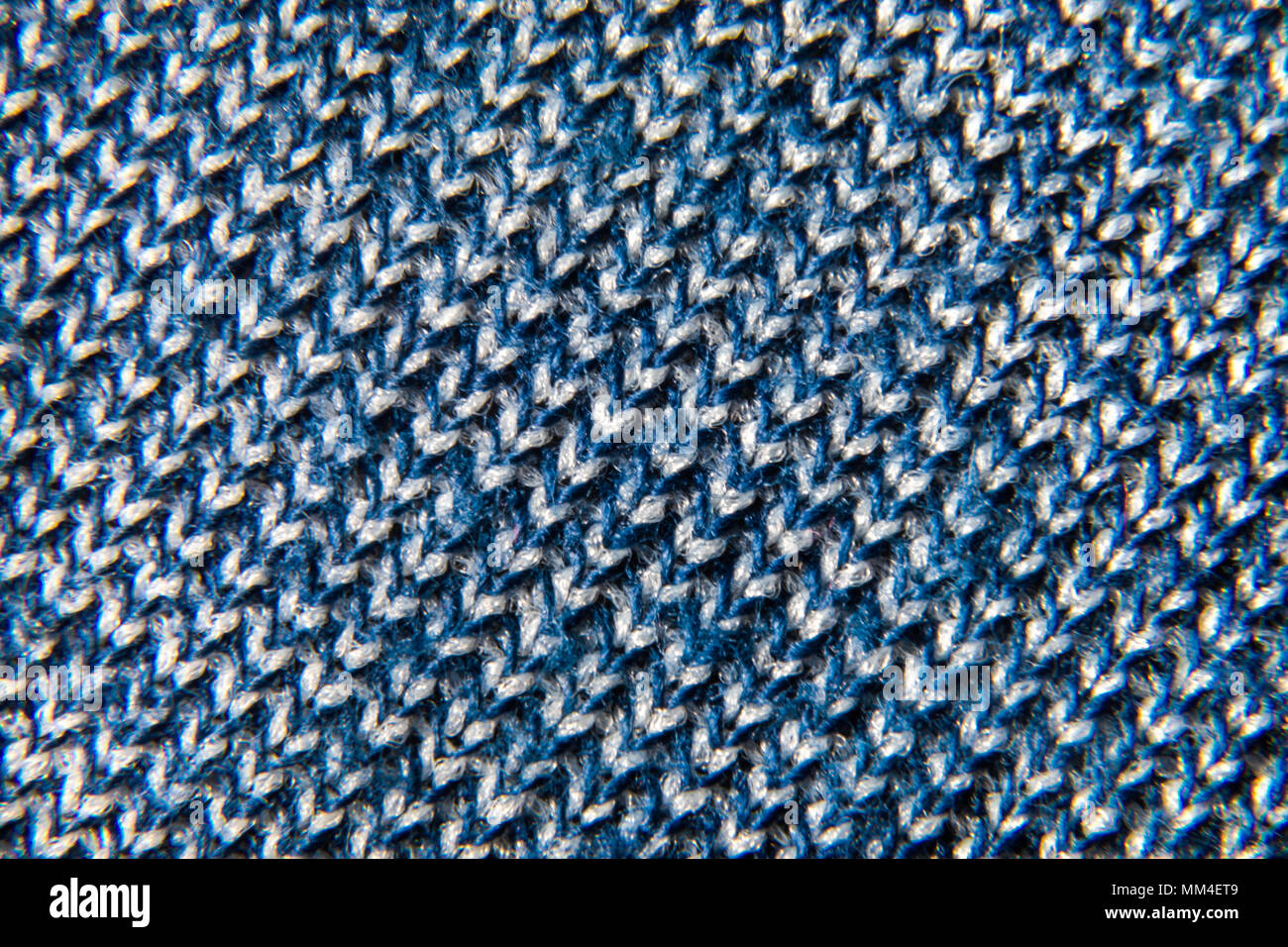 Immagine di sfondo di tessuto bianco e blu di close-up la tessitura Foto Stock