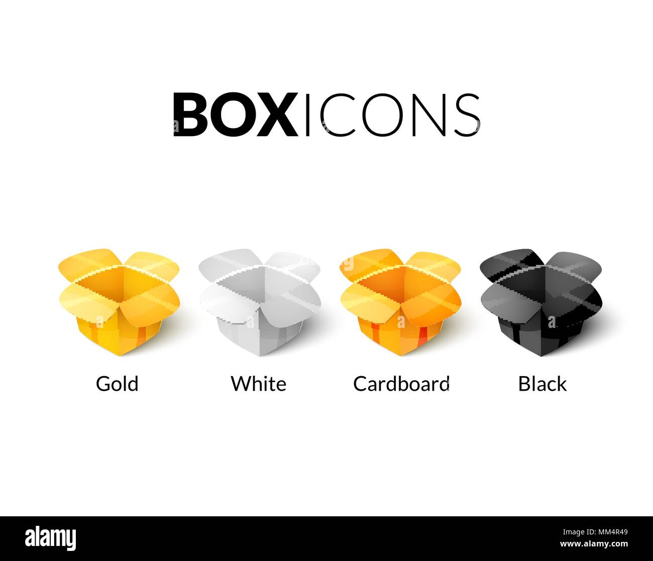 Vuoto cartone per imballaggio, open box icona in stile cartoon Illustrazione Vettoriale