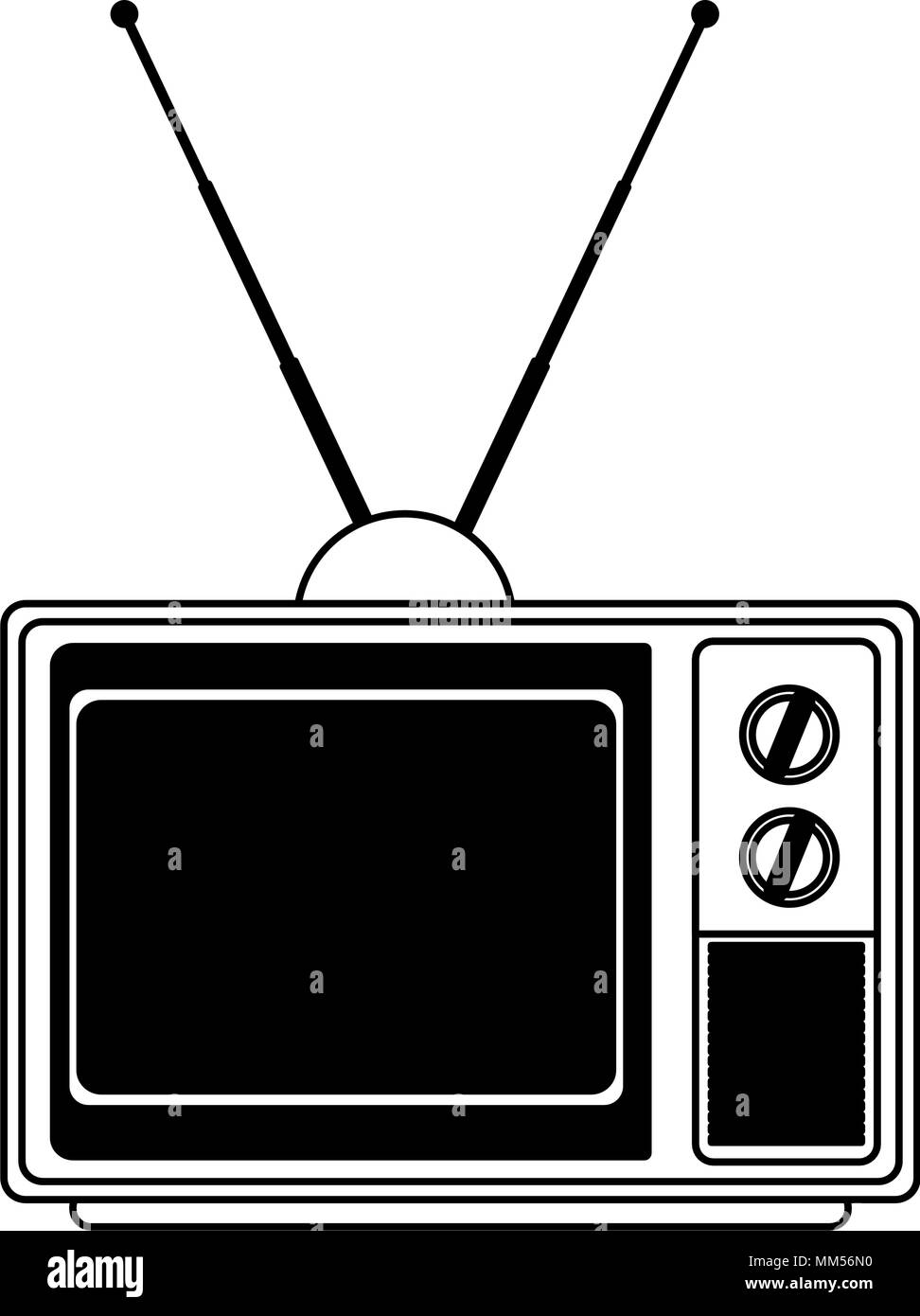 Antico simbolo della televisione in bianco e nero Illustrazione Vettoriale