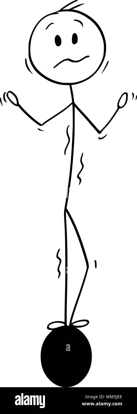 Cartoon dell'uomo o dell'imprenditore e grande separatore decimale o il punto o la virgola simbolo o segno Illustrazione Vettoriale