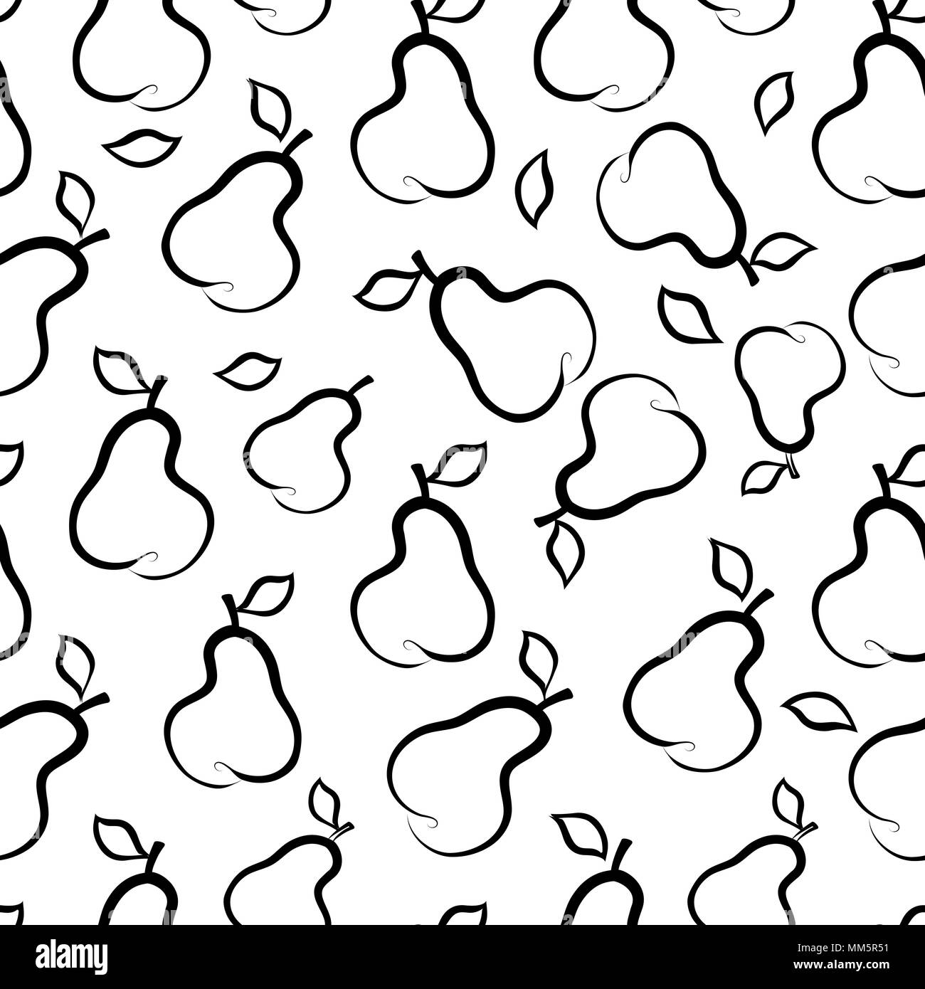 Silhouette di frutta seamless pattern. Pera sfondo ornamentale Illustrazione Vettoriale