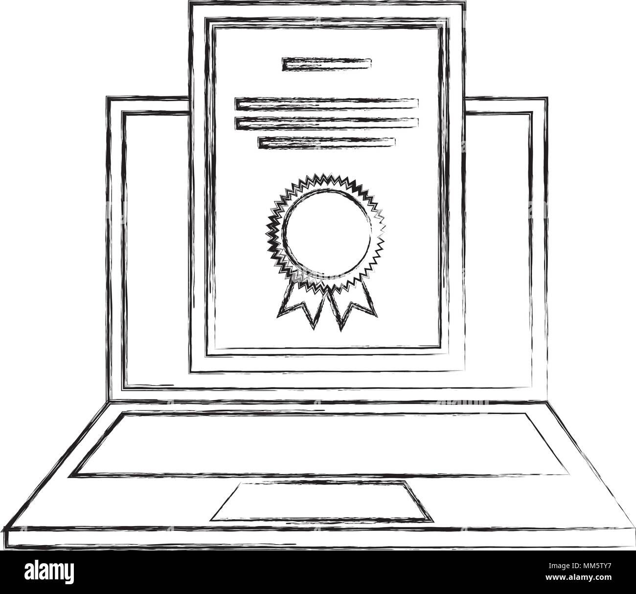 L'e-learning sito istruzione scuola portatile certificato di laurea illustrazione vettoriale Illustrazione Vettoriale