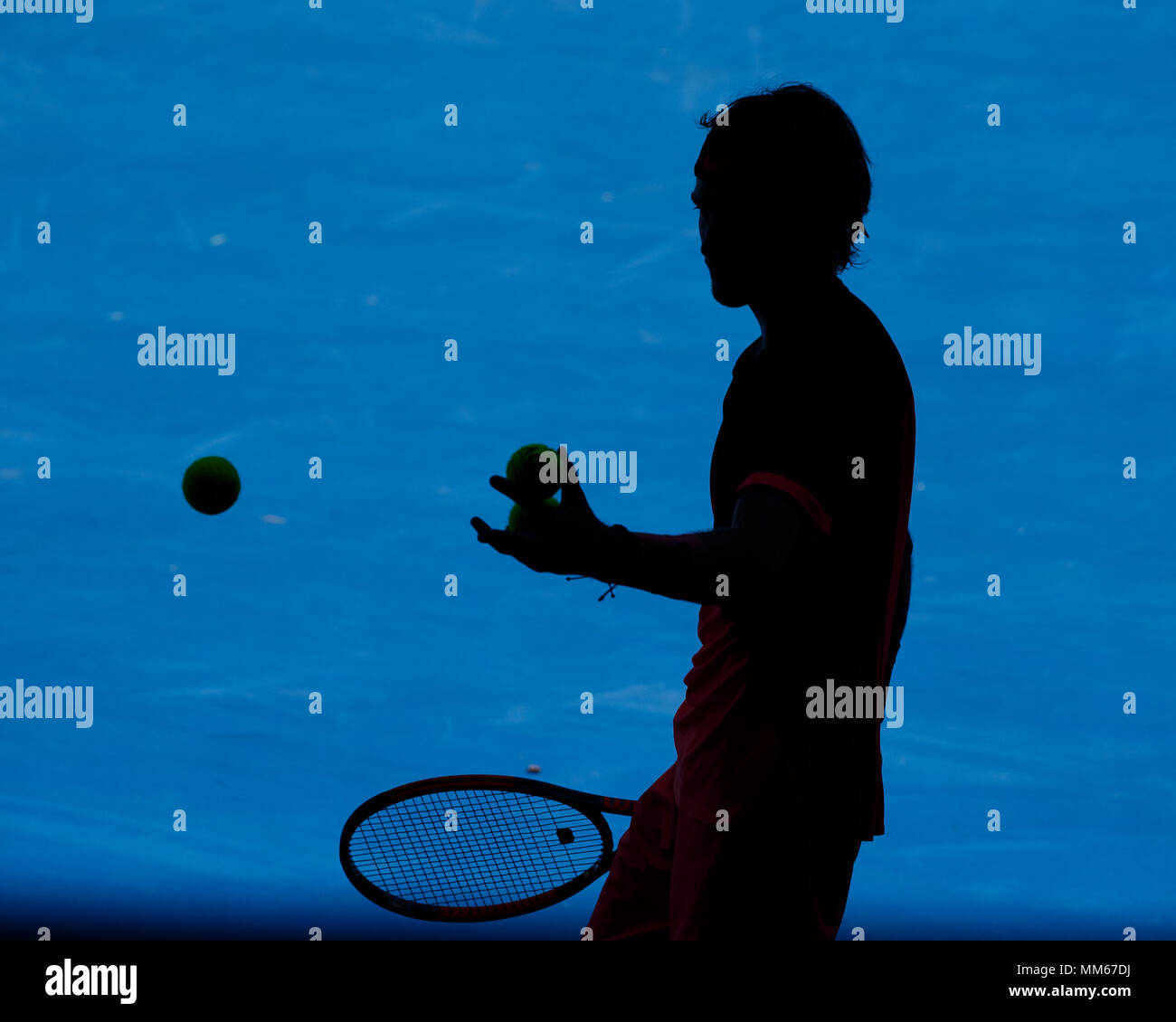 Il russo tennista Andrey Rublev durante Australian Open 2018 Torneo di Tennis, Melbourne Park, Melbourne, Victoria, Australia. Foto Stock