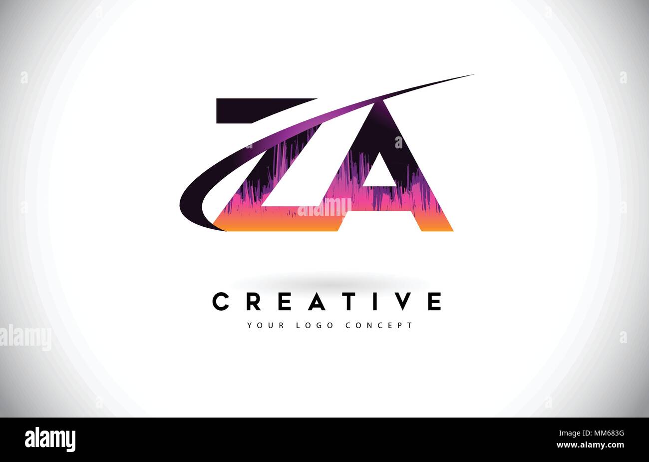 ZA Z una lettera di grunge Logo viola con colori vibranti Design. Creative vintage grunge lettere Logo vettoriale illustrazione. Illustrazione Vettoriale