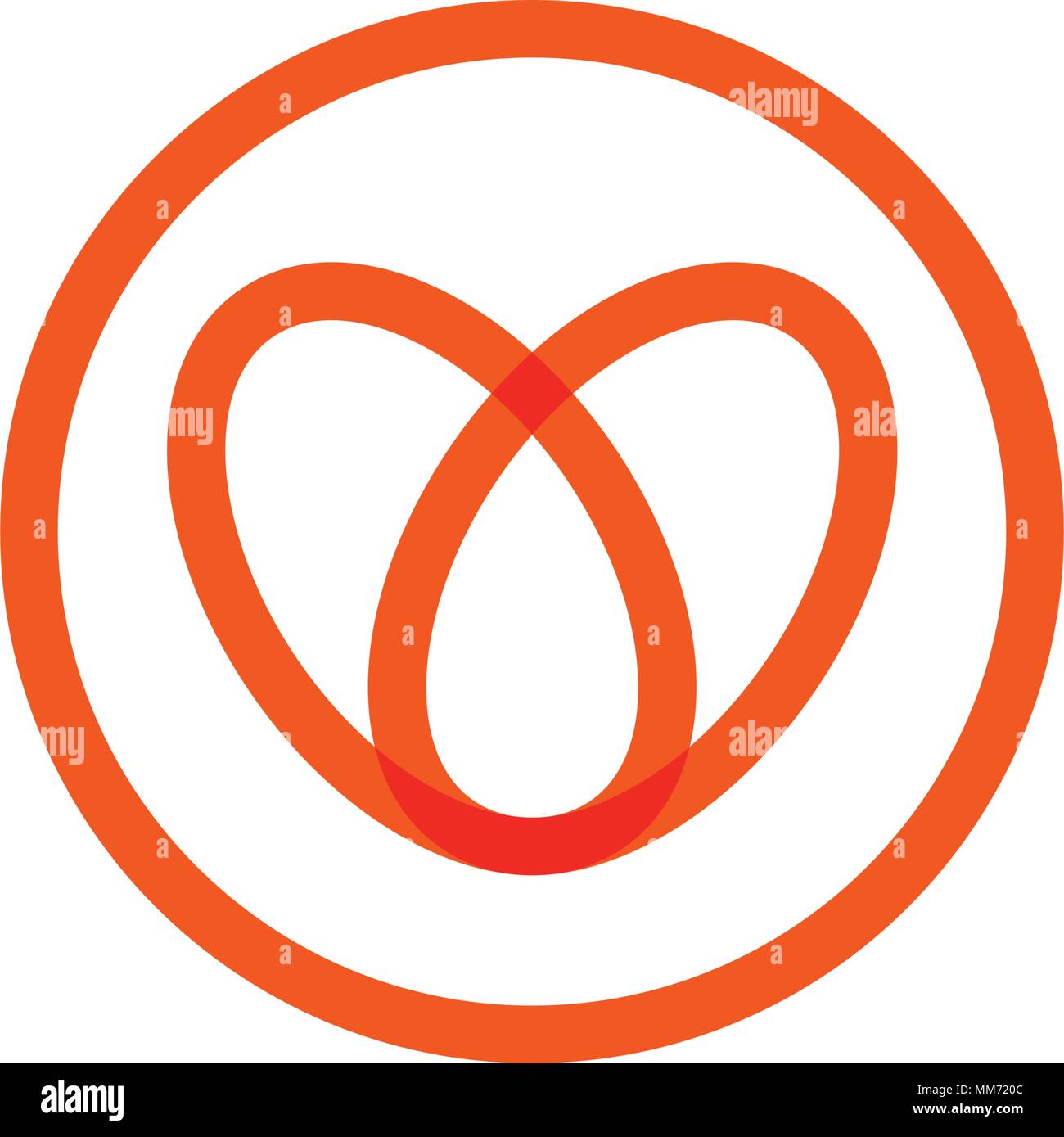 La giornata mondiale del diabete, simbolo stilizzato logo rotondo, cuore dalla forma ovale e goccia di sangue, cerchio, profilo astratto logotipo, illustrazione vettoriale. Illustrazione Vettoriale