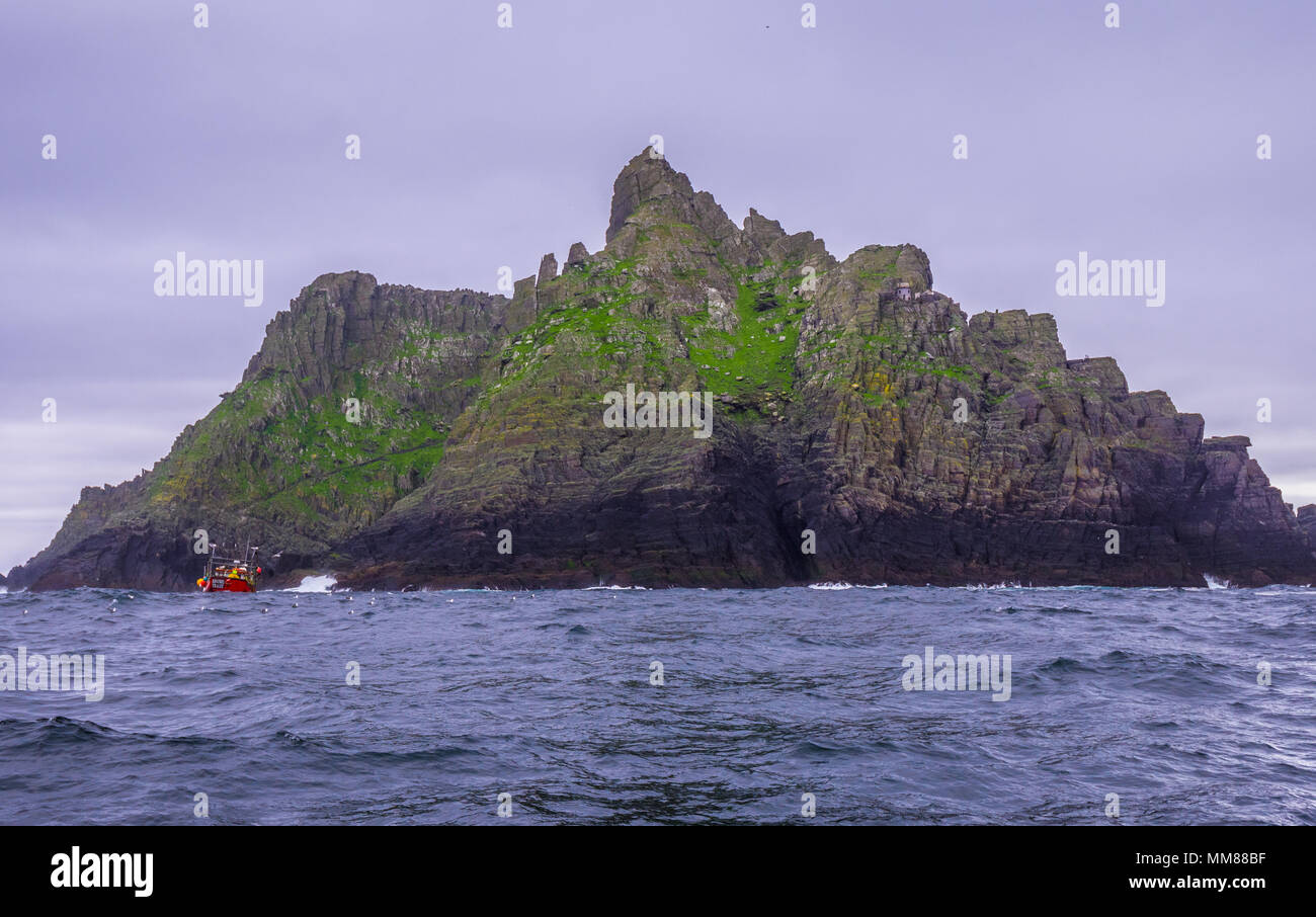 La bellissima isola di Skellig Michael - Il Skelligs irlandese Foto Stock