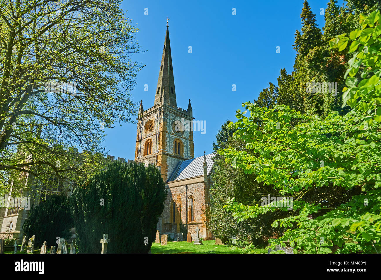 Stratford upon Avon, Chiesa della Santa Trinità, luogo di sepoltura di William Shakespeare Warwickshire Foto Stock