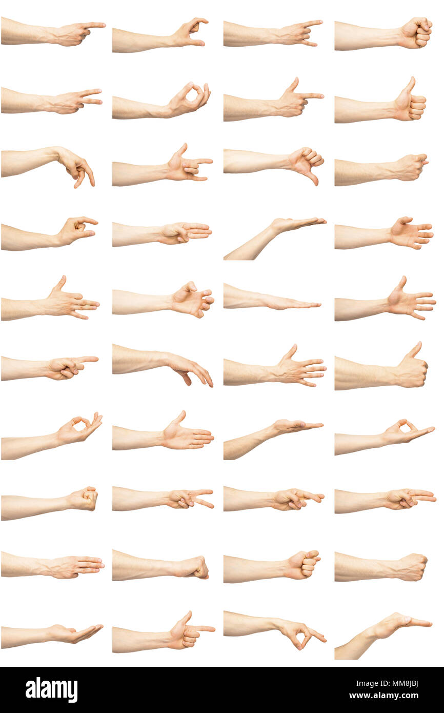 Maschio più gesti con le mani Foto Stock