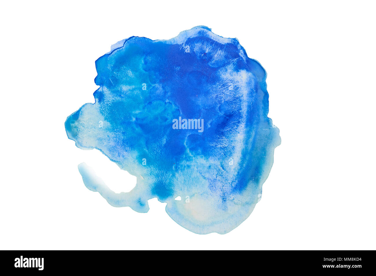 Colore blu, splash acquarello dipinto a mano isolati su sfondo bianco, decorazione artistica o dello sfondo Foto Stock