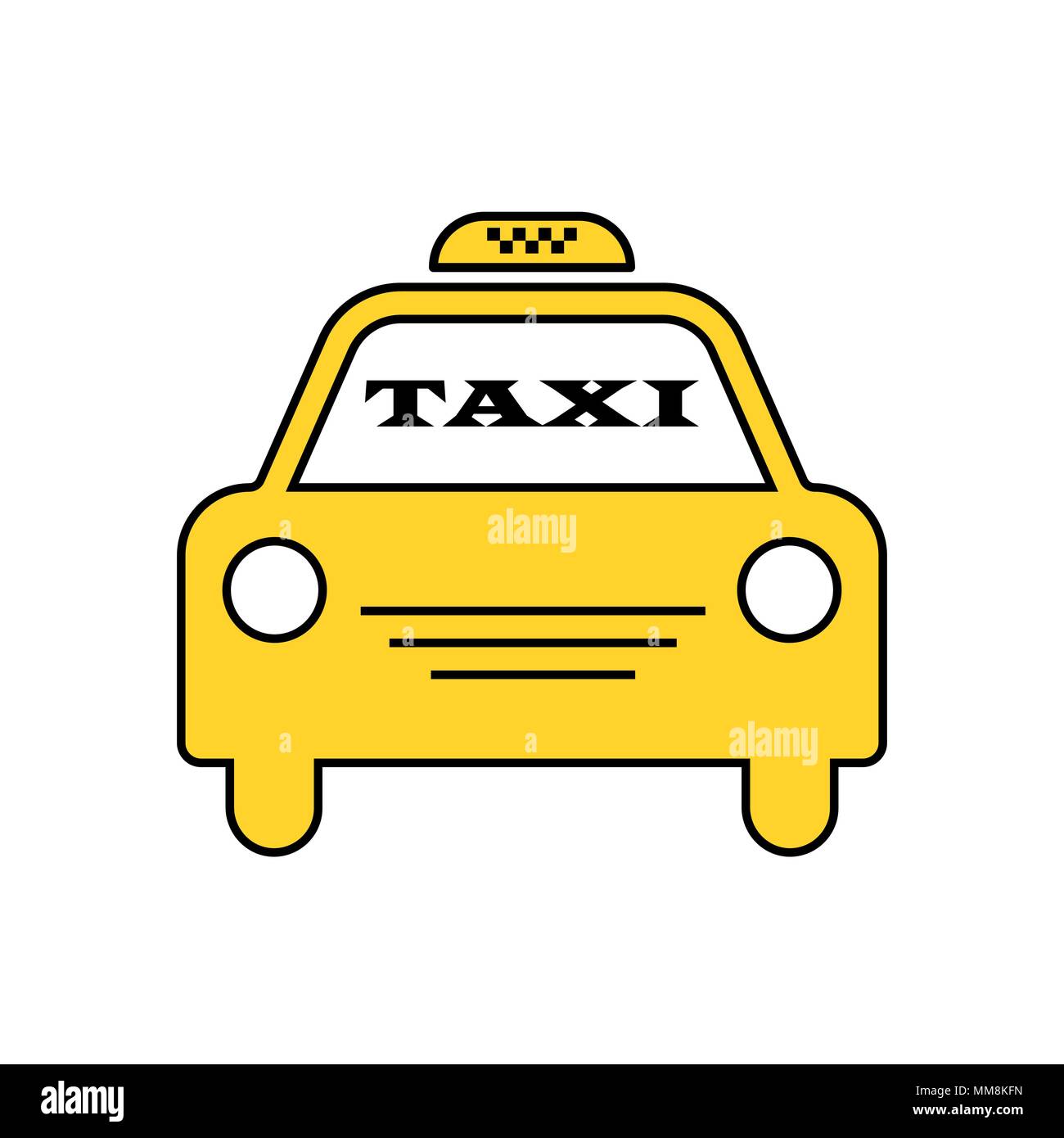 Yellow taxi auto. Logotipo per il sito web, adesivi e altri. EPS 10 Illustrazione Vettoriale