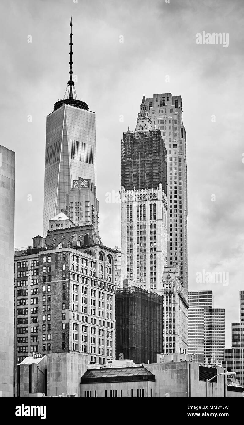 Immagine in bianco e nero di New York City di architettura, STATI UNITI D'AMERICA. Foto Stock