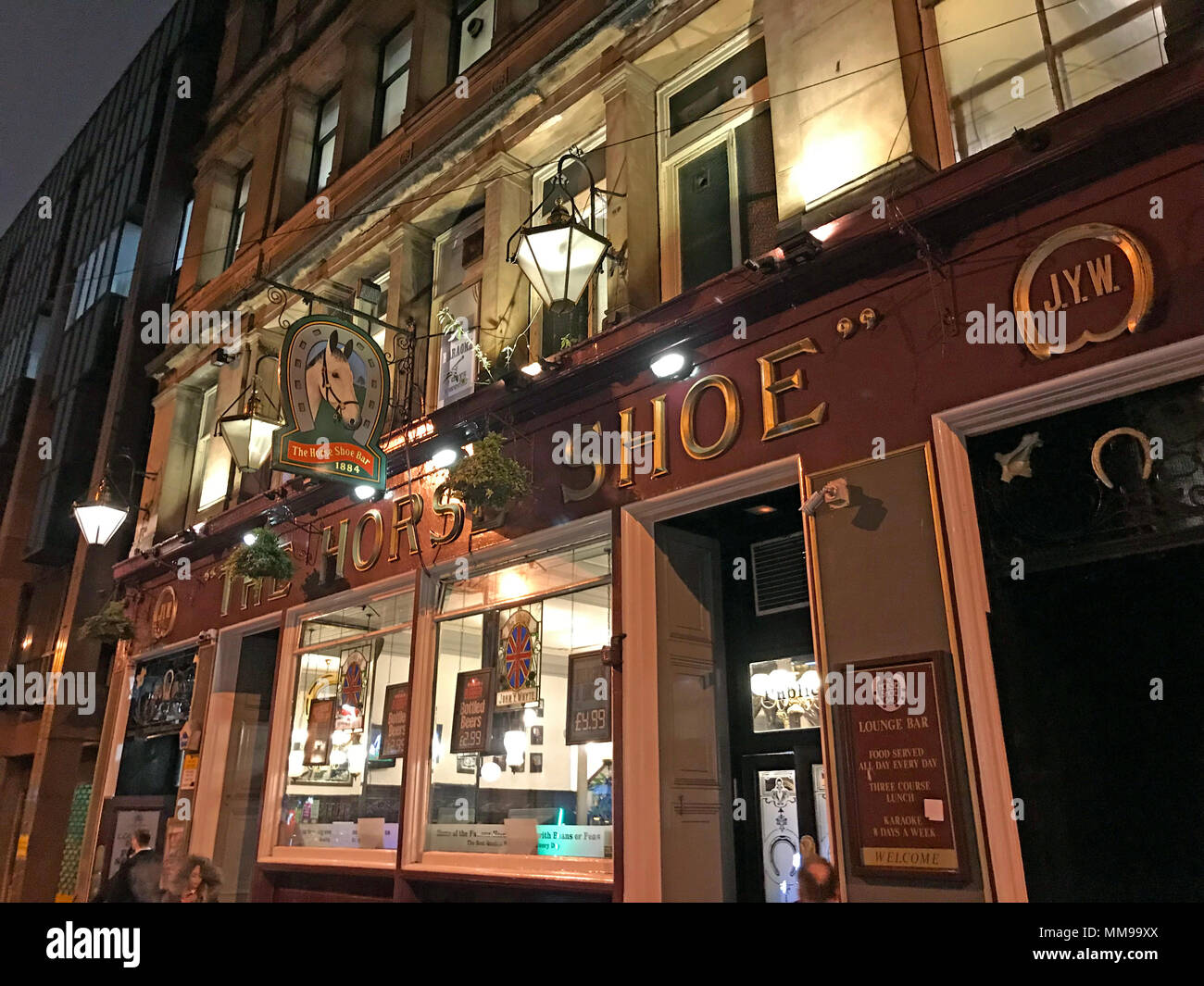 Il Ferro di Cavallo Bar, 24 Drury St, Glasgow, Scotland Regno Unito Foto Stock