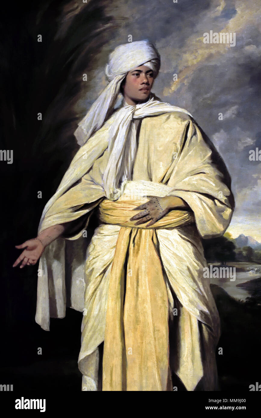 Ritratto di l'OMAI ( Mare del Sud Islander che ha viaggiato in Inghilterra con la seconda spedizione del capitano Cook ) 1776 XVIII secolo, Sir Joshua Reynolds 1723 - 1792 UK, Regno, unito, Inghilterra, inglese britannico, Gran Bretagna, Foto Stock
