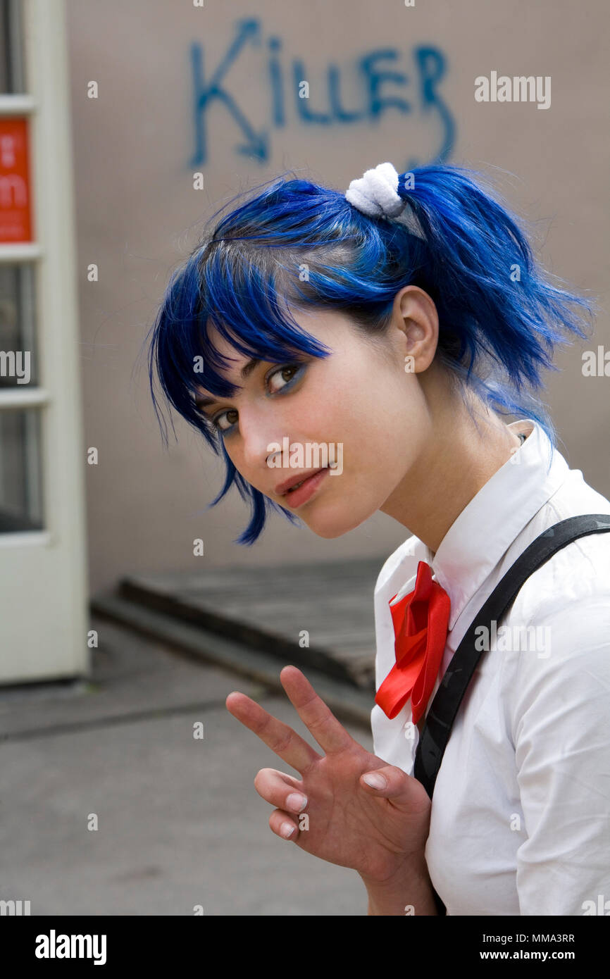 Adolescente Punk, Riga, Lettonia Foto Stock