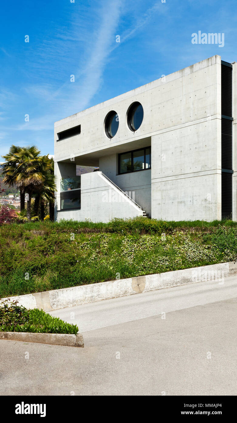 Bella casa moderna in cemento, outdoor, facciata Foto Stock