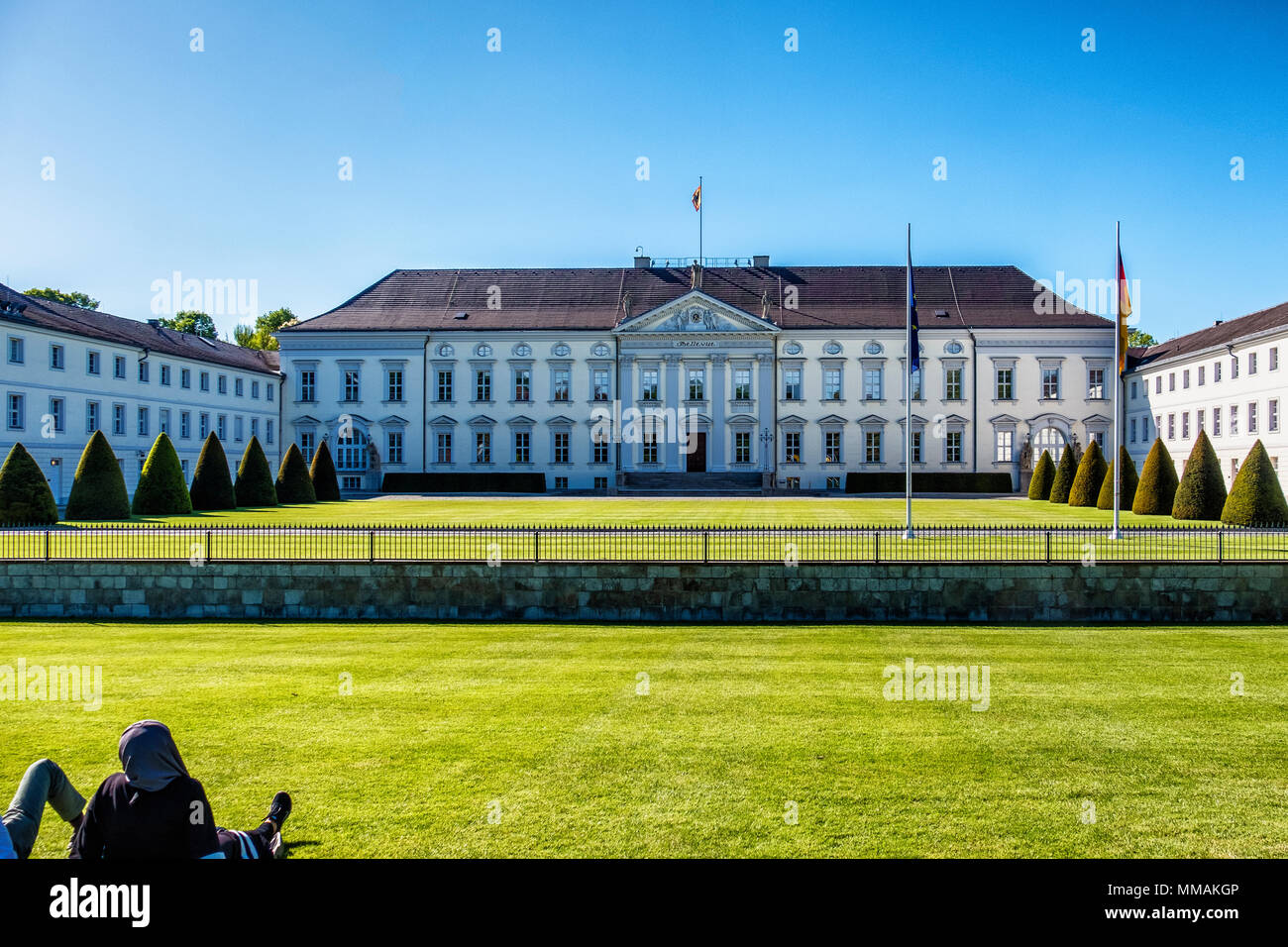 Bellevue Palace,Schloss Bellevue residenza ufficiale del Presidente della Repubblica federale di Germania, edificio neoclassico nel quartiere Tiergarten, Berlin-Mitte. Foto Stock