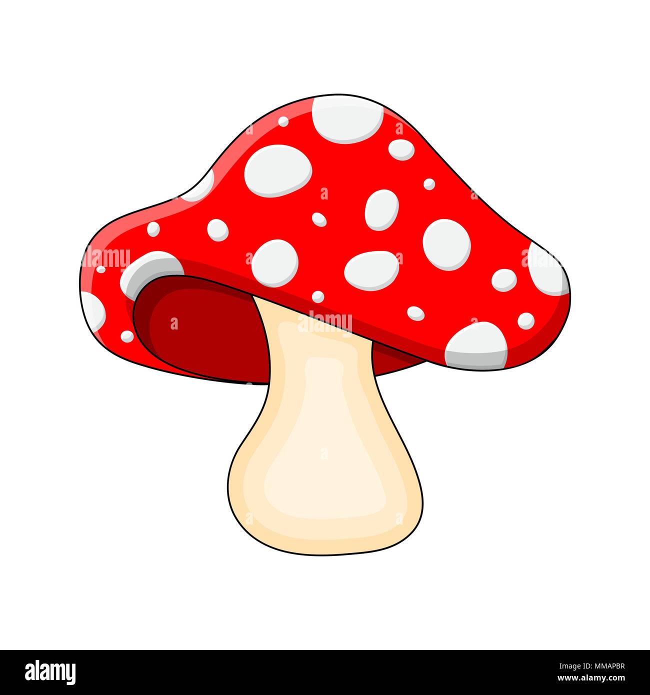 Cartoon toadstool fungo isolato su sfondo bianco Illustrazione Vettoriale
