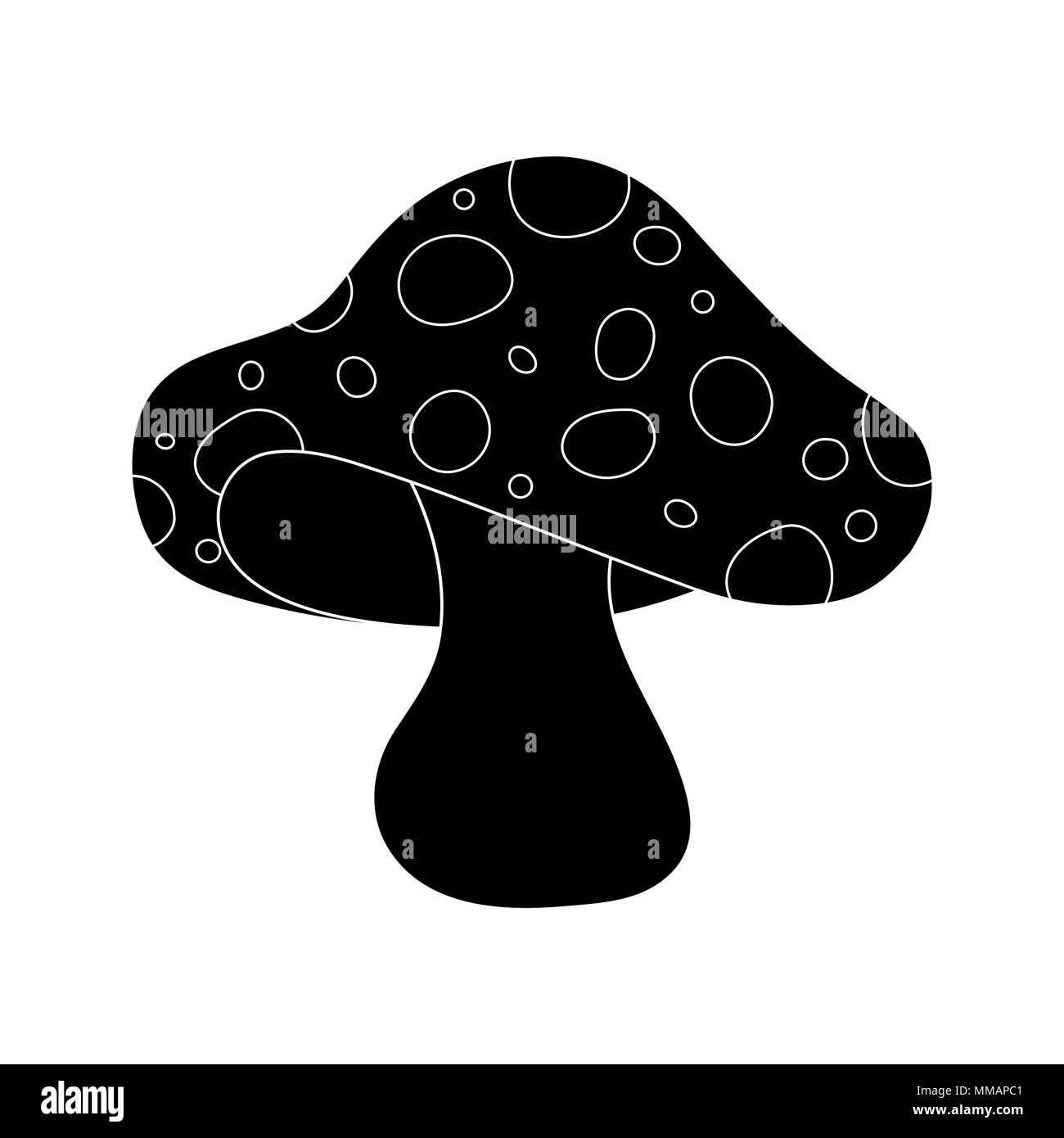Cartoon toadstool silhouette isolati su sfondo bianco Illustrazione Vettoriale