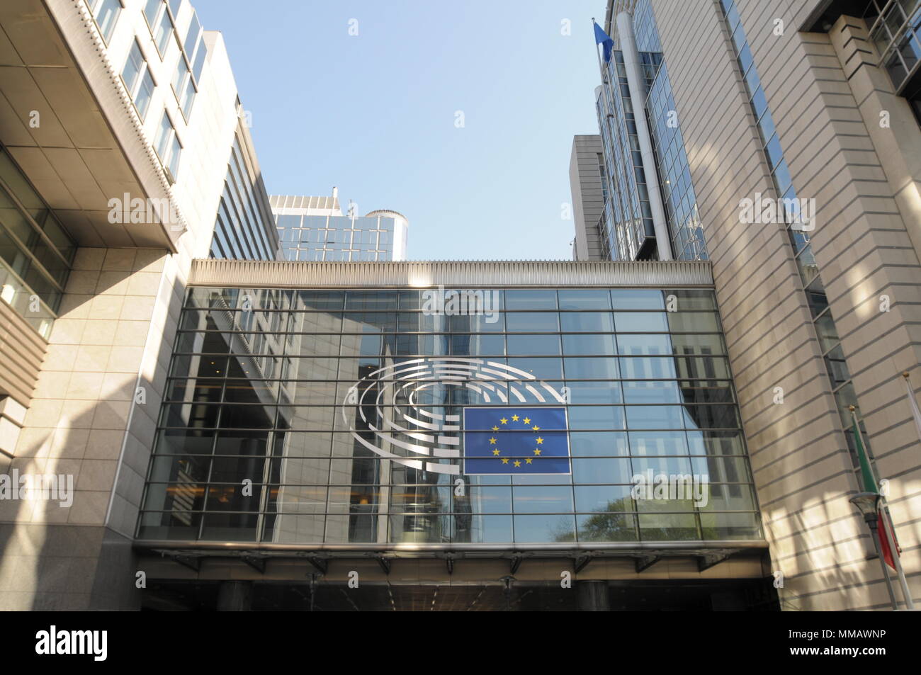 Unione Europea edificio del Parlamento a Bruxelles, Belgio, Europa Foto Stock