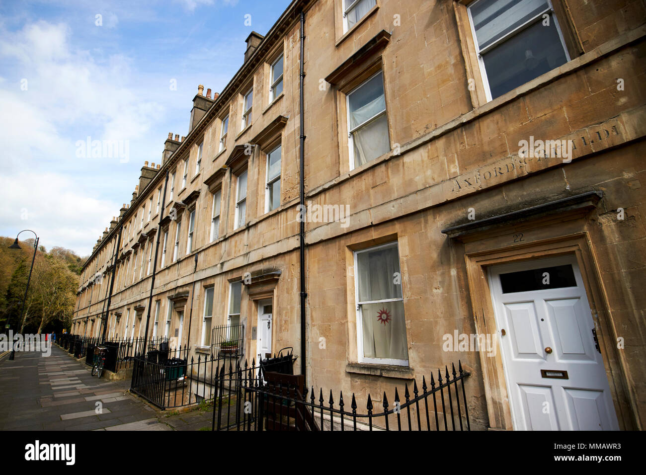 Edifici axford parte del paragon street di residenze georgiane sulla A4 vecchia strada romana Bath England Regno Unito Foto Stock