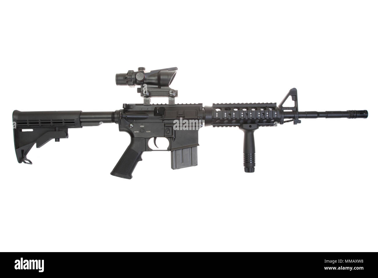 Colt M4A1 isolato su sfondo bianco Foto Stock