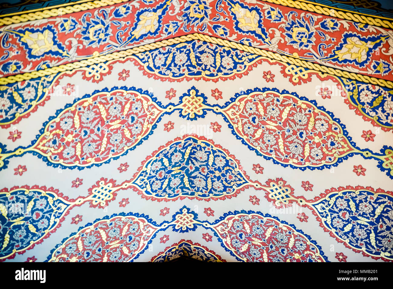 Vista del soffitto della sala di circoncisione presso il Palazzo di Topkapi, il museo grande destinazione,a Istanbul, Turchia. Foto Stock