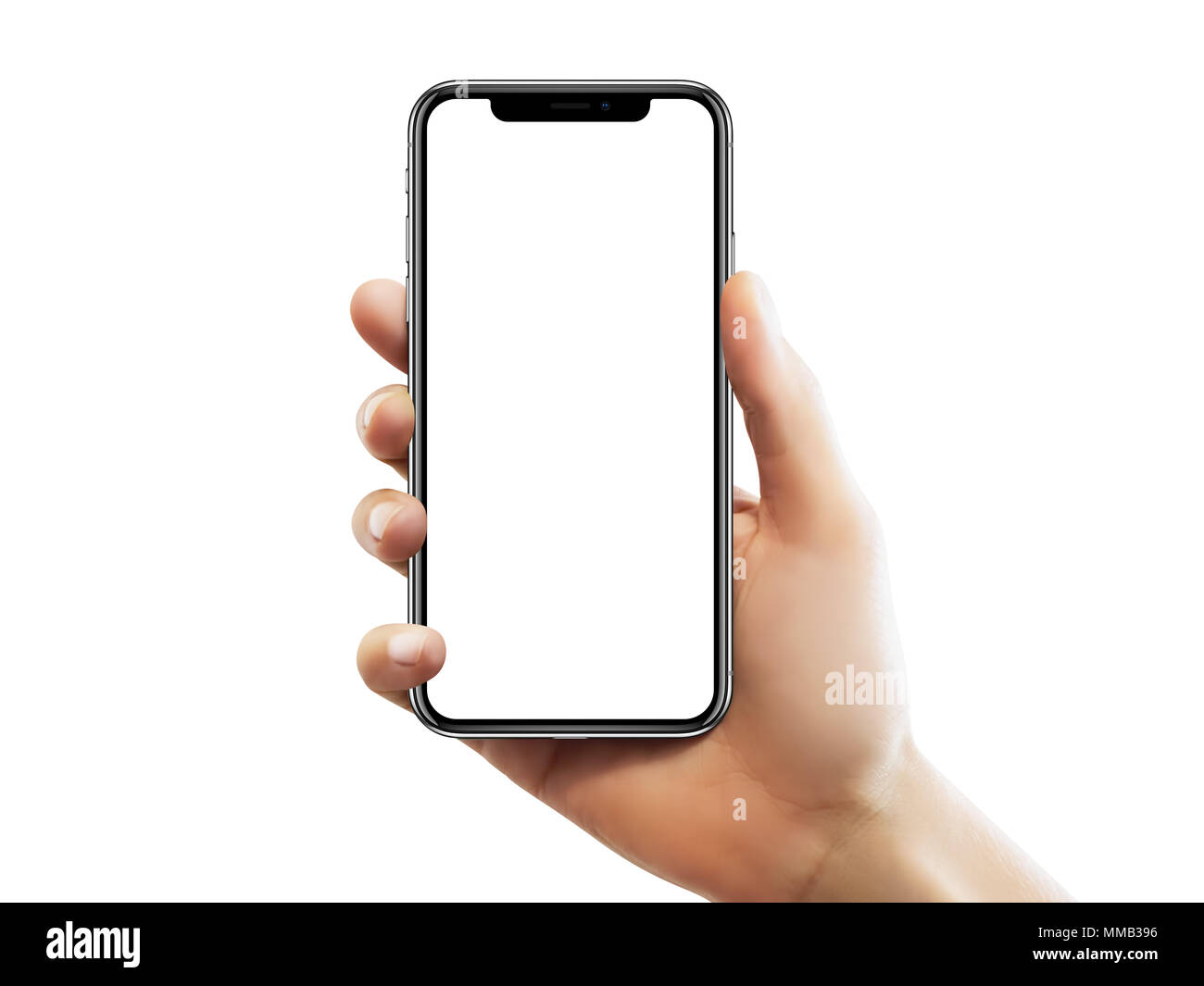 ISTANBUL - 10 Maggio 2018: Apple iPhone schermo X con schermo vuoto azienda  da un lato femmina isolati contro uno sfondo bianco Foto stock - Alamy