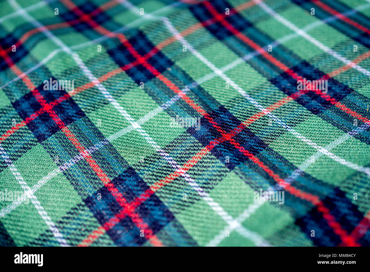Rosso Verde e Blu tessuto tartan Foto Stock