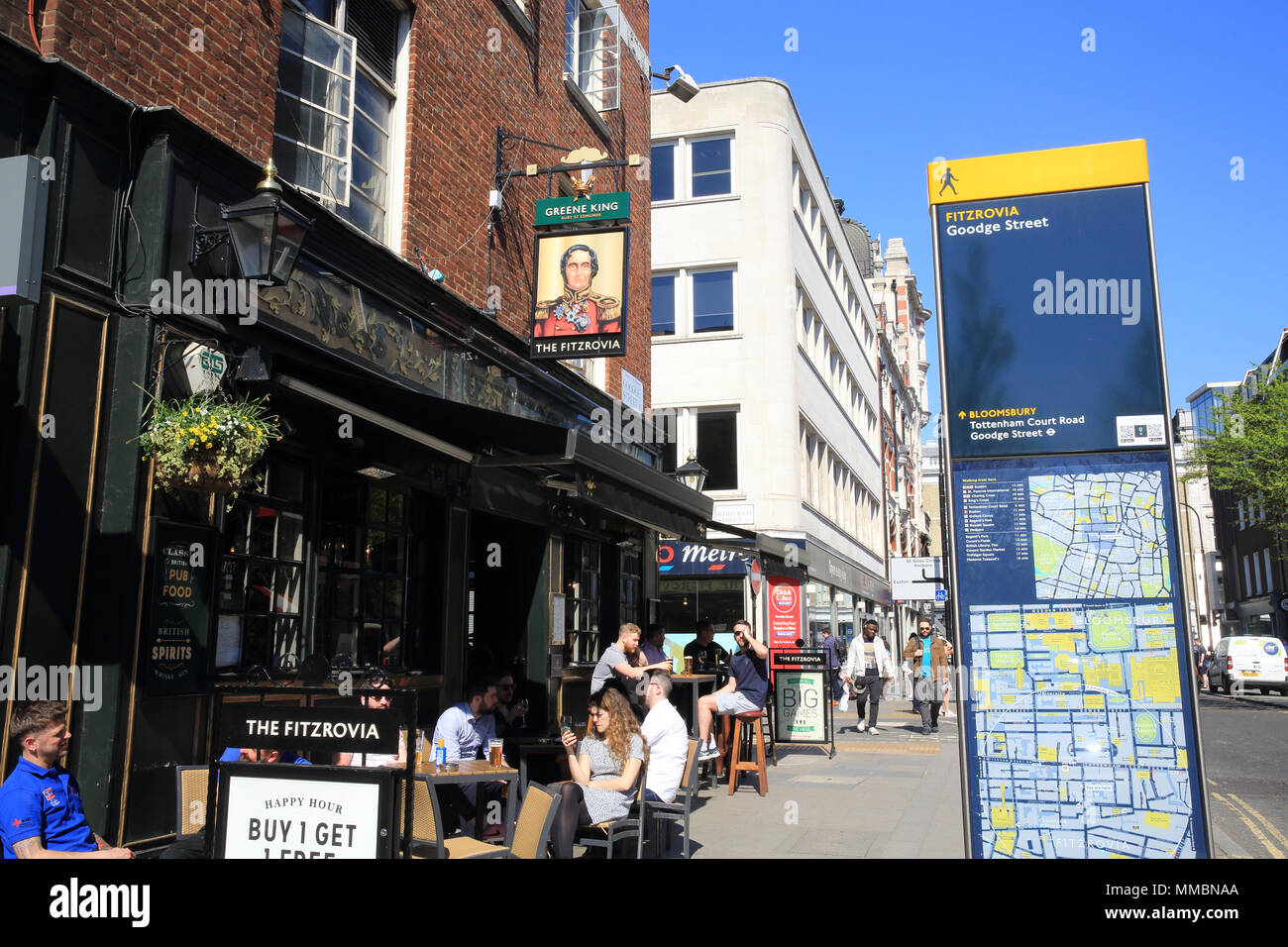 La Greene King Fitzrovia pub a Goodge Street, Londra, Regno Unito Foto Stock