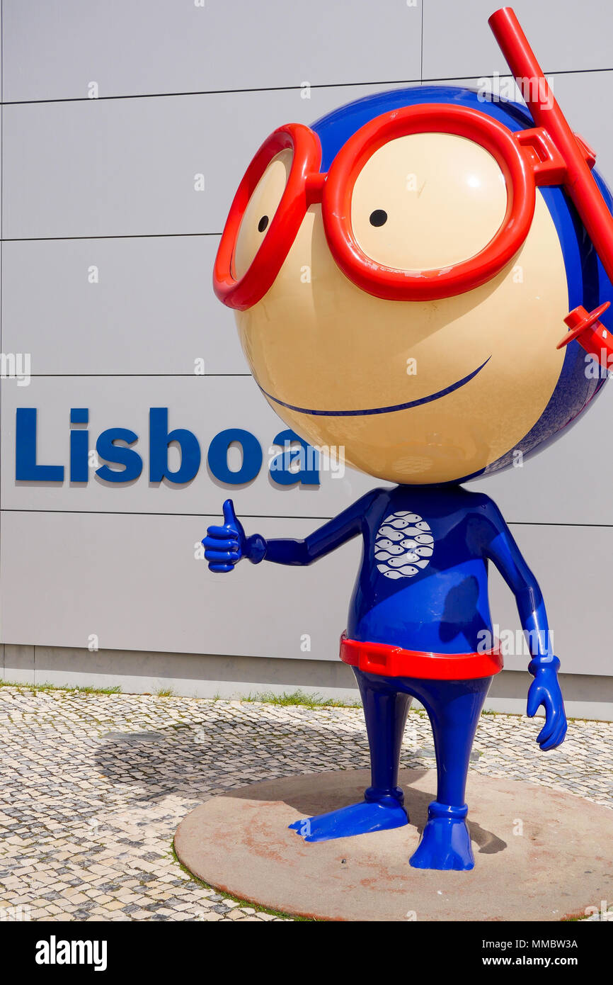 Mascotte di Lisbon Oceanarium, Parco delle nazioni, Lisbona, Portogallo Foto Stock