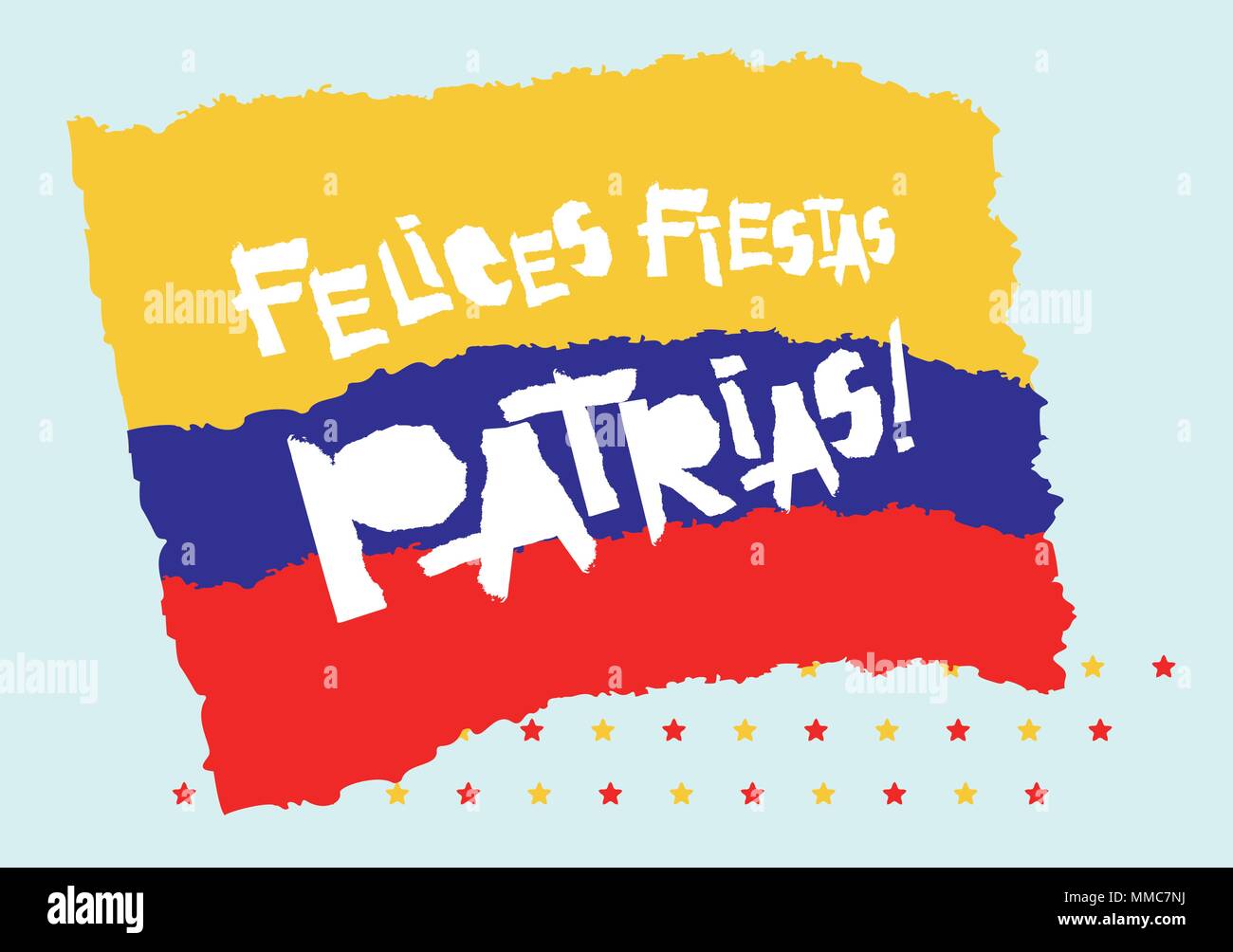 Appartamento fiestas patrias design per banner, abbigliamento indipendenza stampa la Giornata della vittoria scheda, slogan poster grafici con testo fiestas patrias in Colombia compit Illustrazione Vettoriale