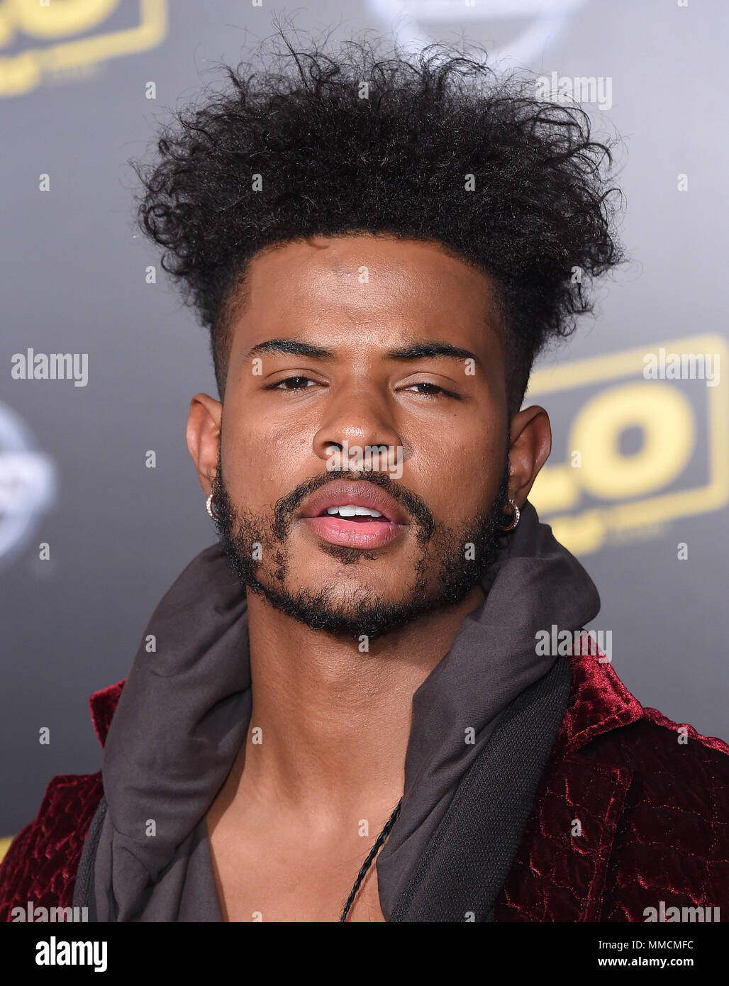 Hollywood, California, USA. Il 10 maggio, 2018. Trevor Jackson arriva per la premiere del film 'Solo: una Star Wars Storia" al El Capitan theater. Credito: Lisa O'Connor/ZUMA filo/Alamy Live News Foto Stock