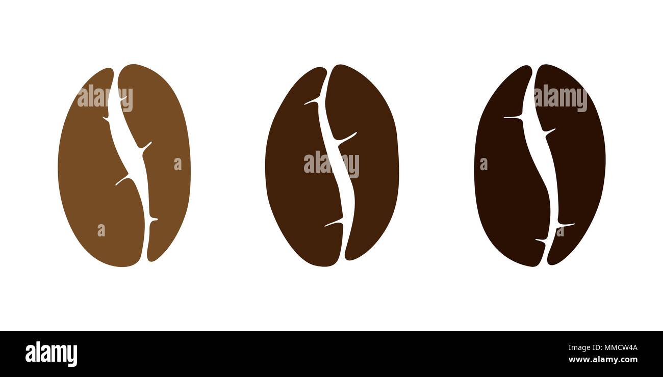 Brown chicco di caffè isolato icona impostare su sfondo bianco Illustrazione Vettoriale