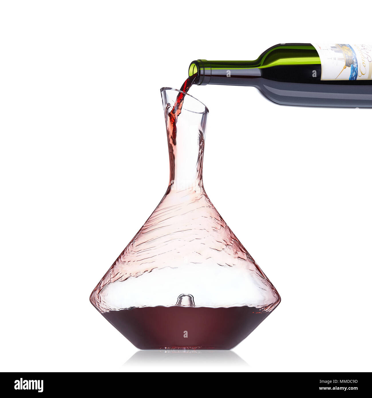 Vetro cristallo decanter versando il vino Foto Stock