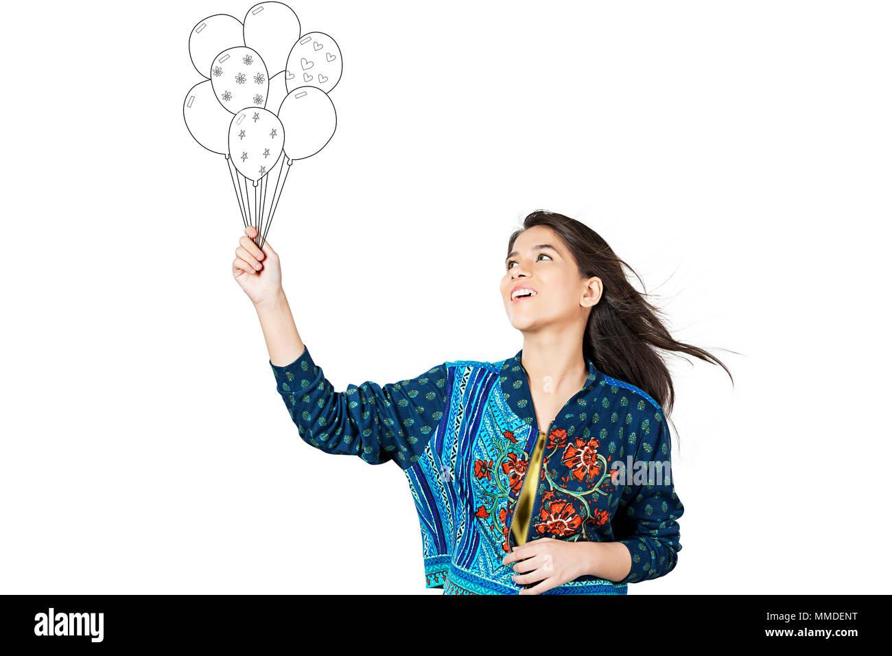 Una giovane femmina spazzola di contenimento disegno Hobby pittura Pittura illustrazione Foto Stock