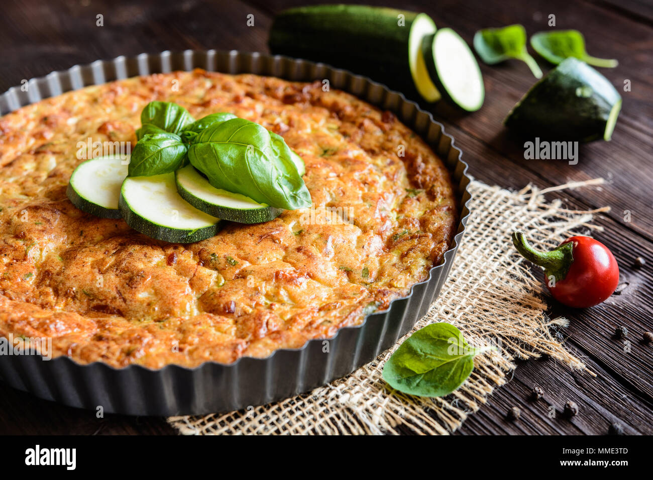 Tortino Di Zucchine Con Pancetta E Formaggio Cipolla Prezzemolo
