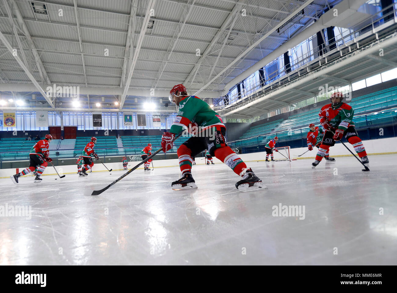 Hockey su ghiaccio corrispondono. Squadra di hockey. HC Mont-Blanc. Foto Stock