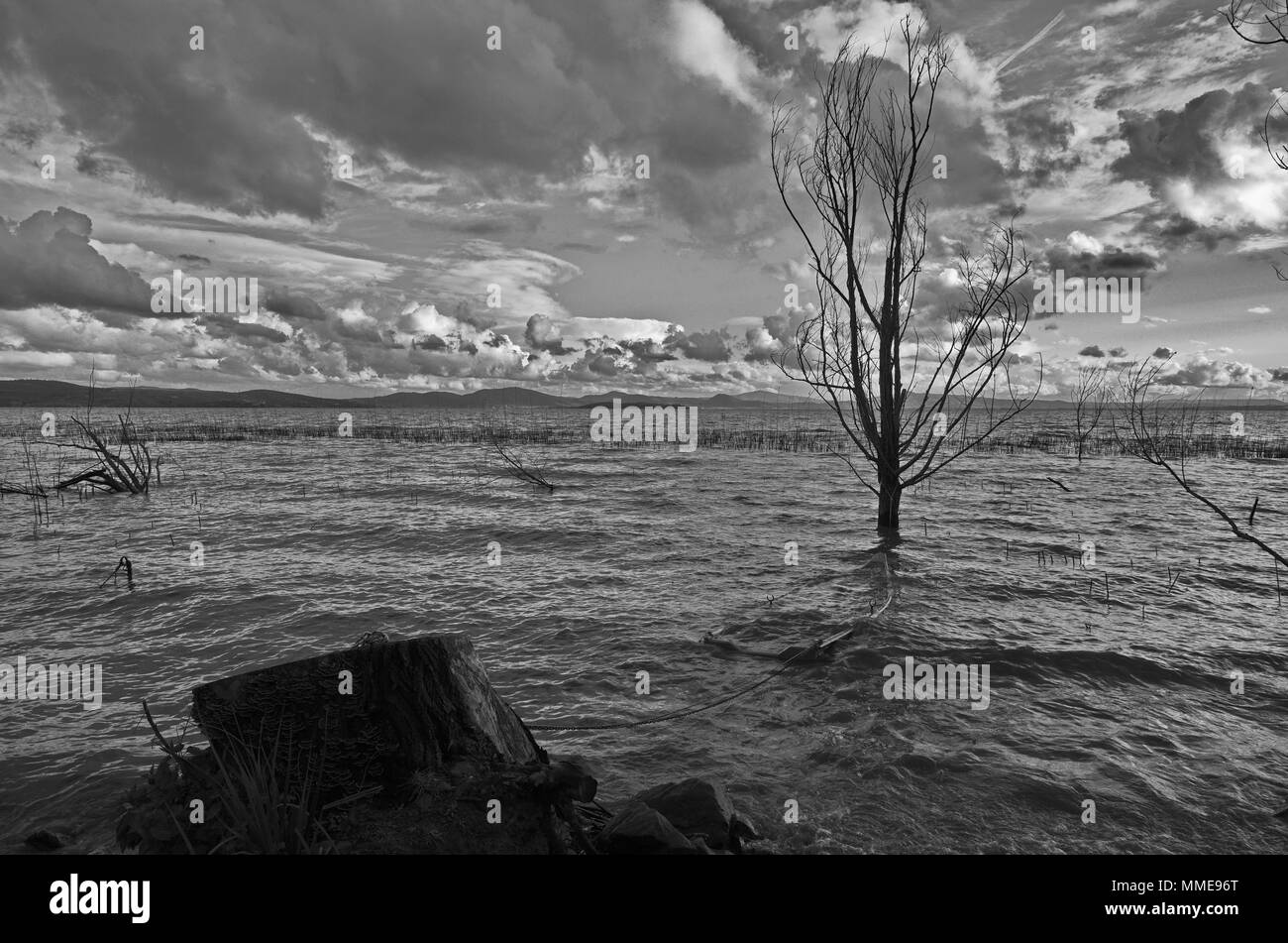 Moody meteo sul lago Foto Stock