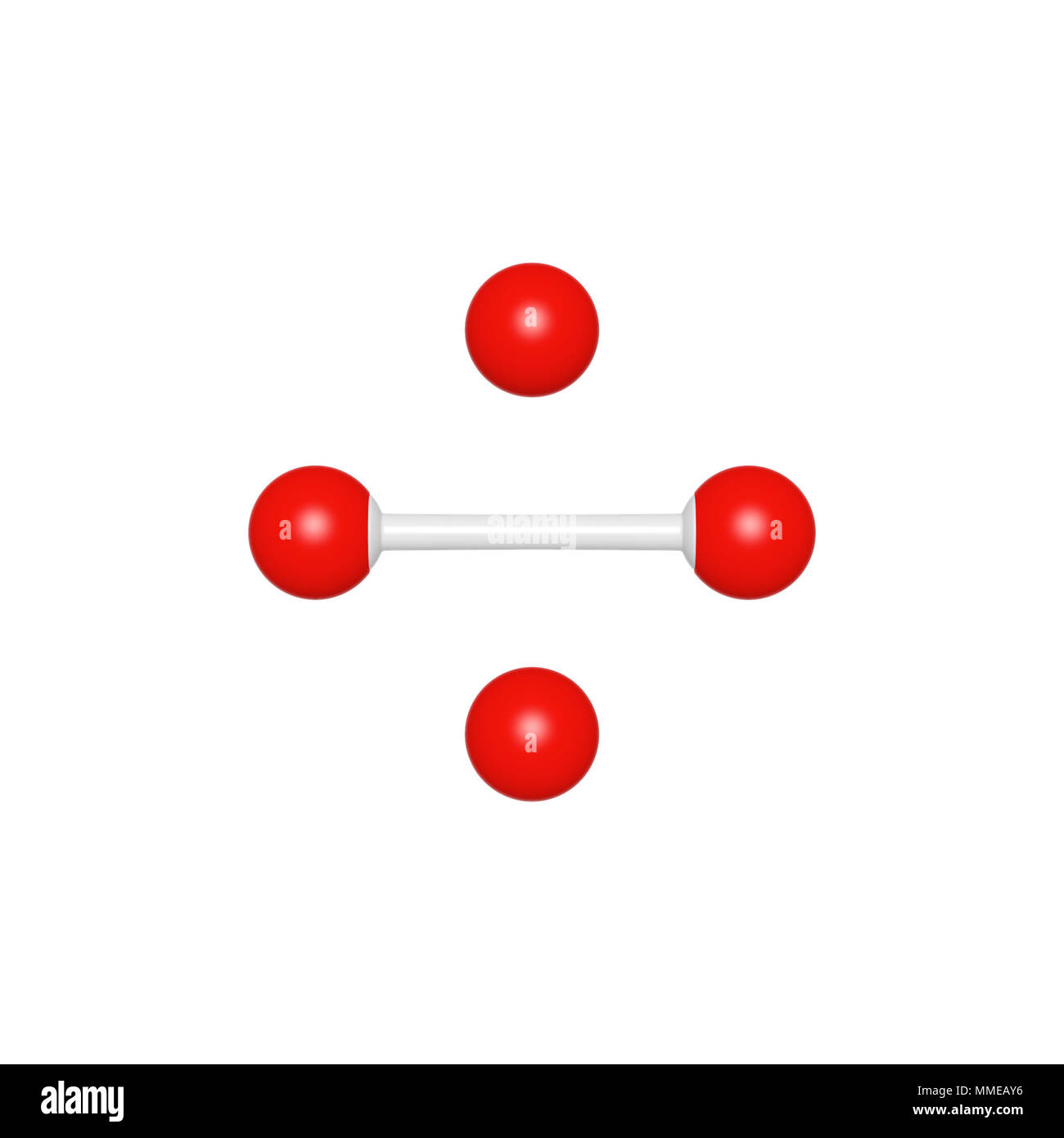Struttura di molecola come operazione matematica simbolo di divisione o obelus sfondo bianco, rendering 3D immagine di segno per l educazione e la scuola typograp Foto Stock