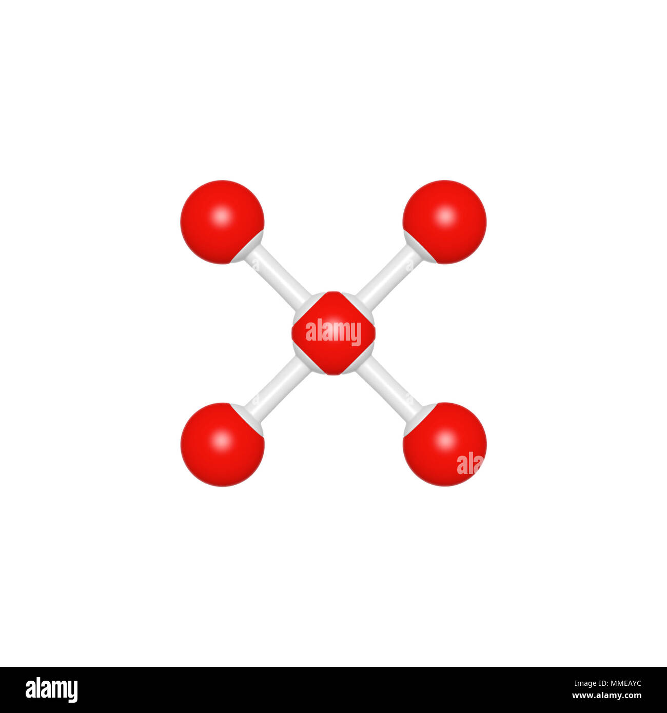 Struttura di molecola come operazione matematica simbolo moltiplicazione su sfondo bianco, rendering 3D immagine di segno per l educazione e la scuola tipografia Foto Stock