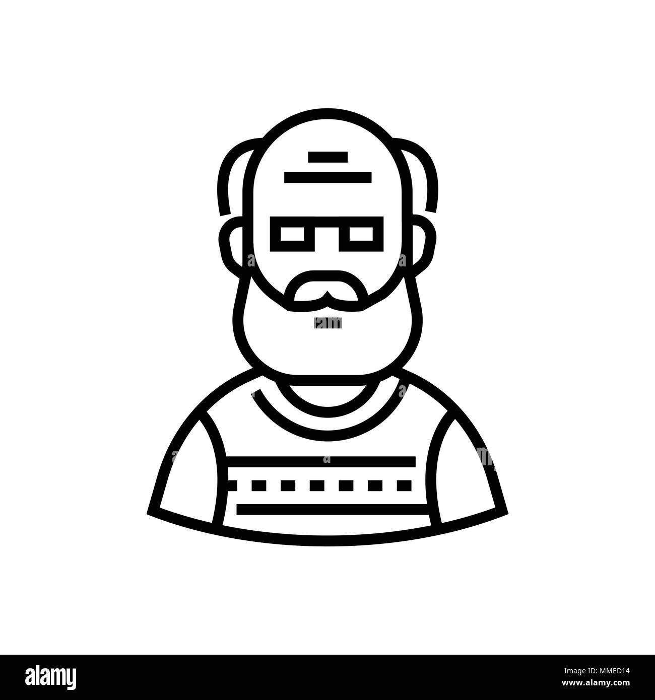 Senior man - Progettazione di linea singola icona isolato Illustrazione Vettoriale